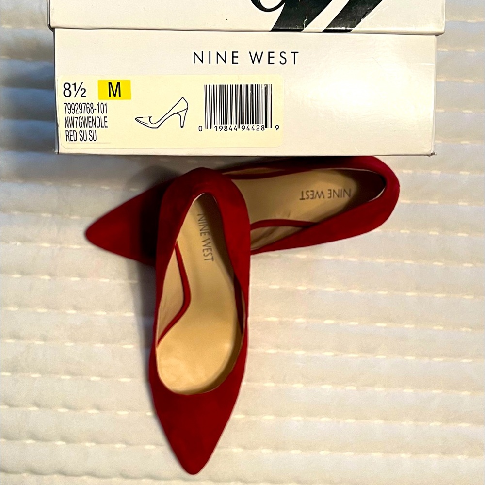 Nine West red suede pumps